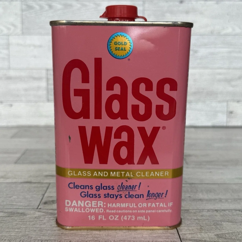 Vintage Gold Seal Glass Wax Metal Chrome Cleaner Polisher 16 oz Can Tin 80% Full